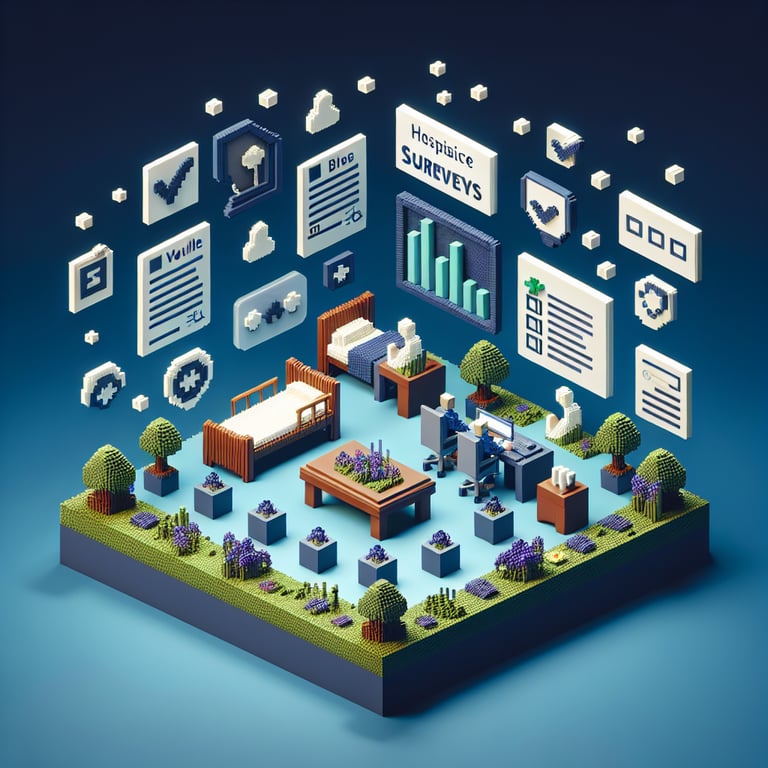 Artistic 3D voxel depiction of hospice feedback form