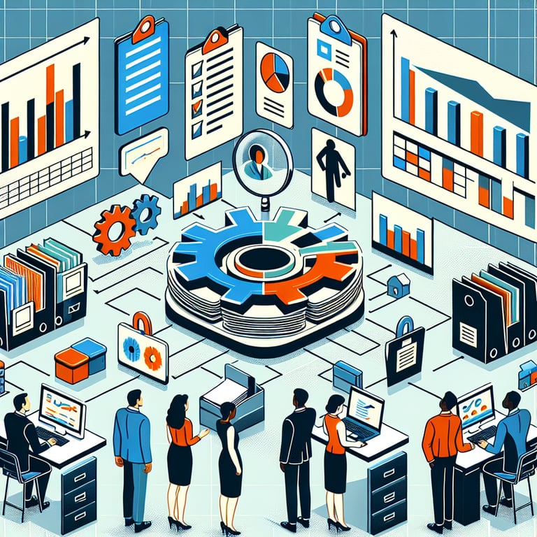 Illustration of topics to explore in Records Management survey questions.