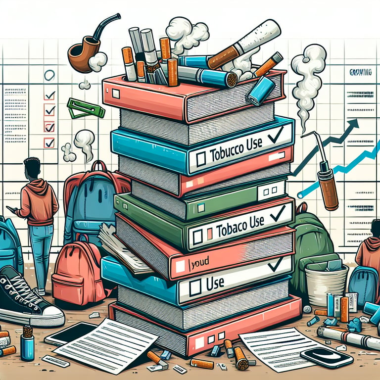 Illustration depicting the impact of Youth Tobacco usage based on survey questions data.