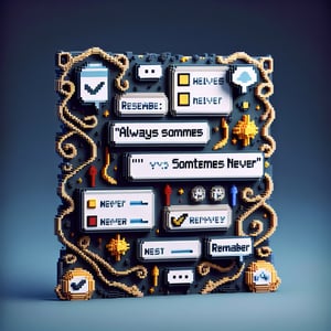 3D voxel art depicting an online survey concept, set against a dark blue background.