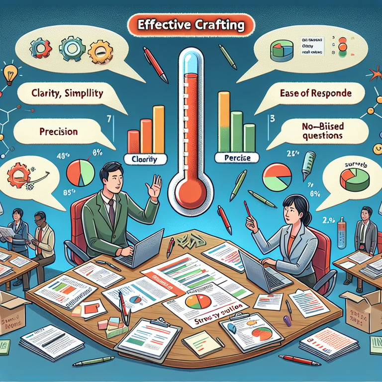 Illustration showcasing strategies for crafting effective Stress Level survey questions and their outcomes.