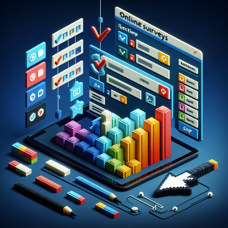 Artistic 3D voxel rendering of an employee immunization survey concept