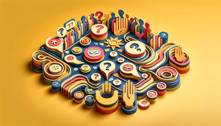 Paper-cut style illustration featuring humorous and thought-provoking Would You Rather questions for workplace settings.