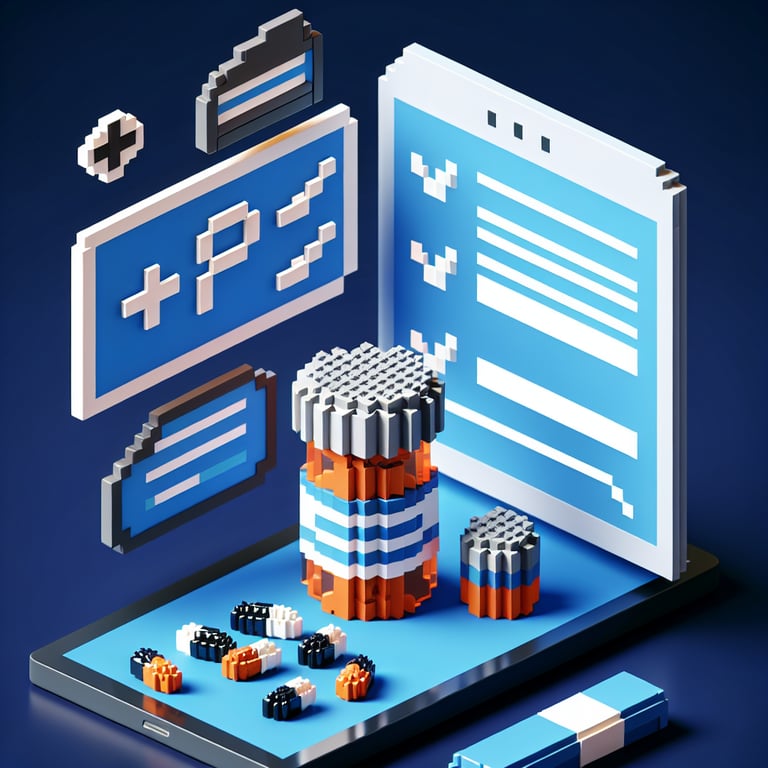 Artistic 3D voxel visualization of prescription drug abuse polling