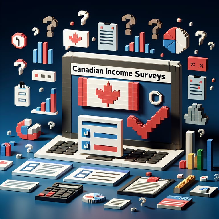 Artistic 3D voxel model showcasing Canadian income survey data