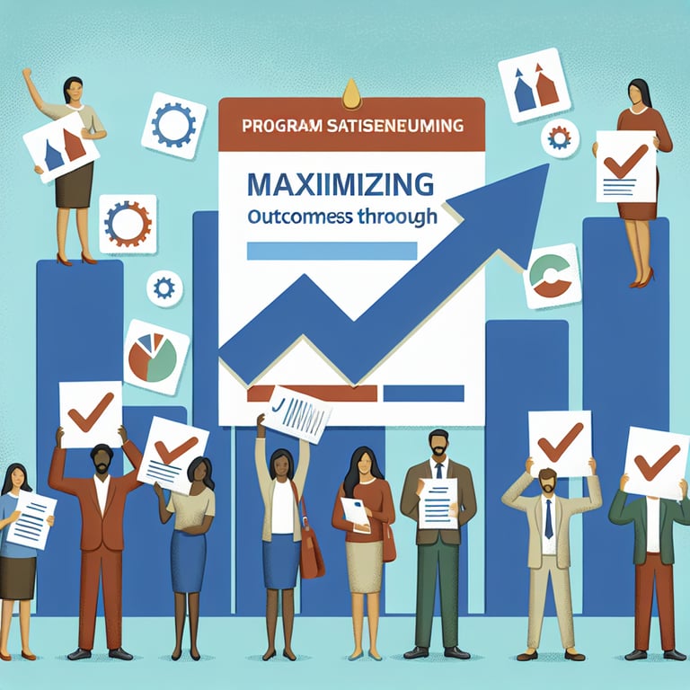 Illustration depicting maximized outcomes through effective Program Satisfaction survey questions.