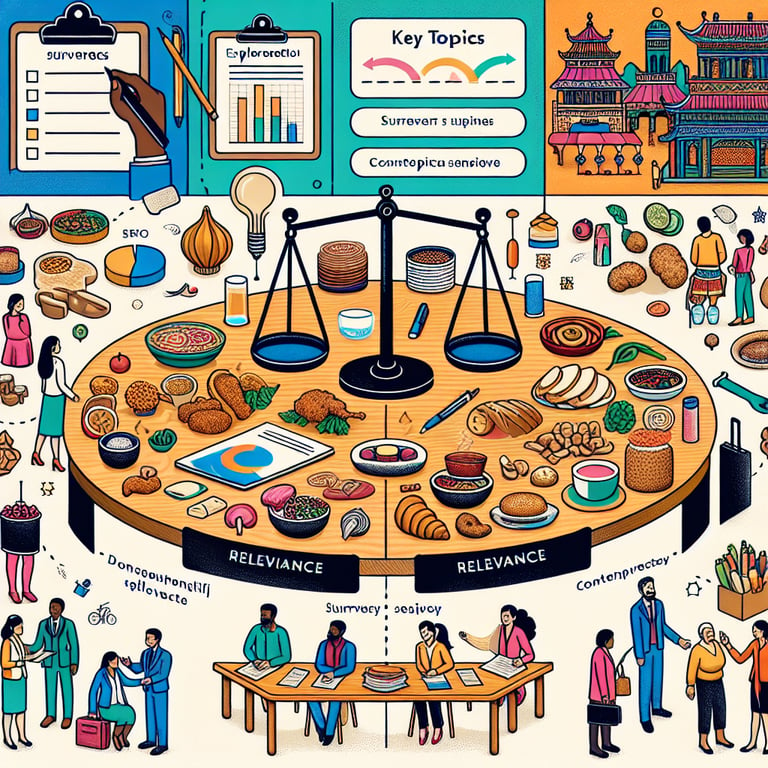 Illustration depicting key topics to explore in Food Business survey questions