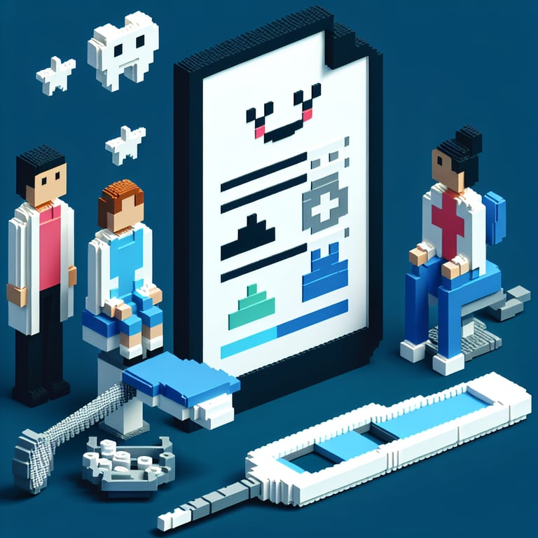 Creative 3D voxel arrangement of survey responses shaping a smiling tooth icon