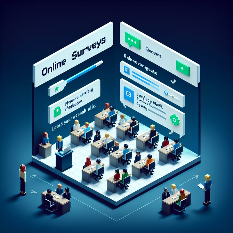 Artistic 3D voxel of team meeting survey insights
