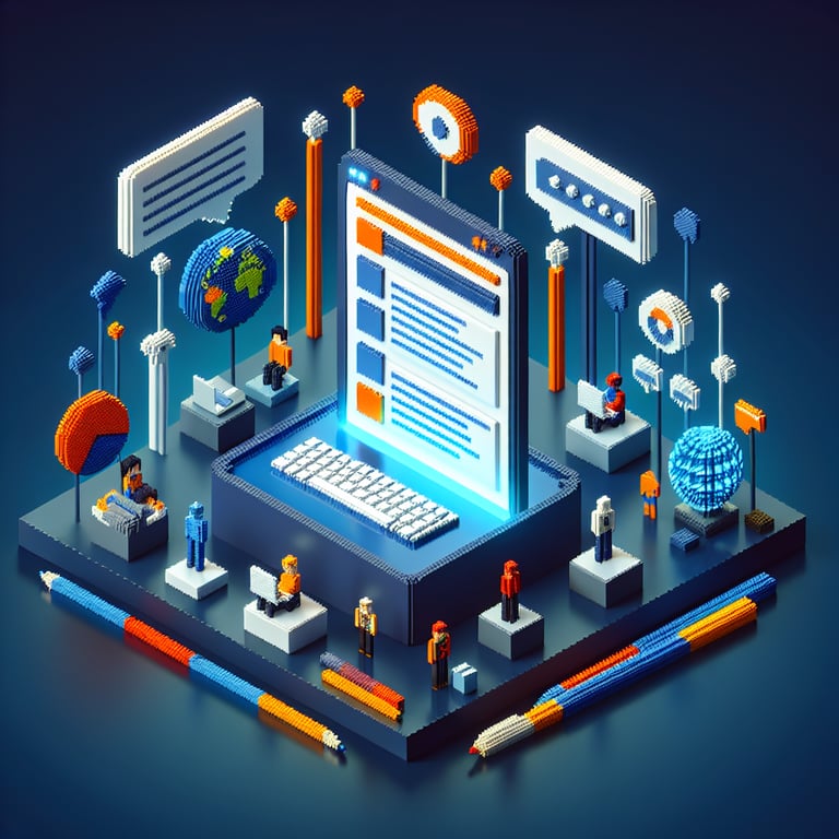 Creative 3D voxel illustration of employee shift survey insights