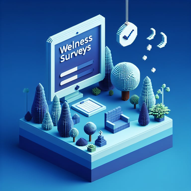 Artistic 3D voxel sculpture of holistic wellness survey