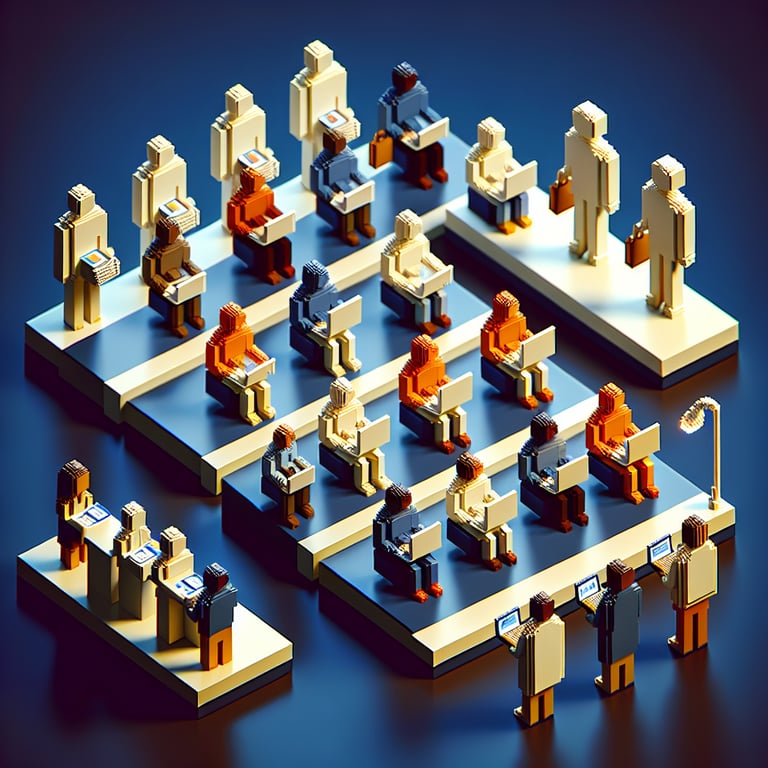 Artistic 3D voxel showcasing diverse survey participation themes