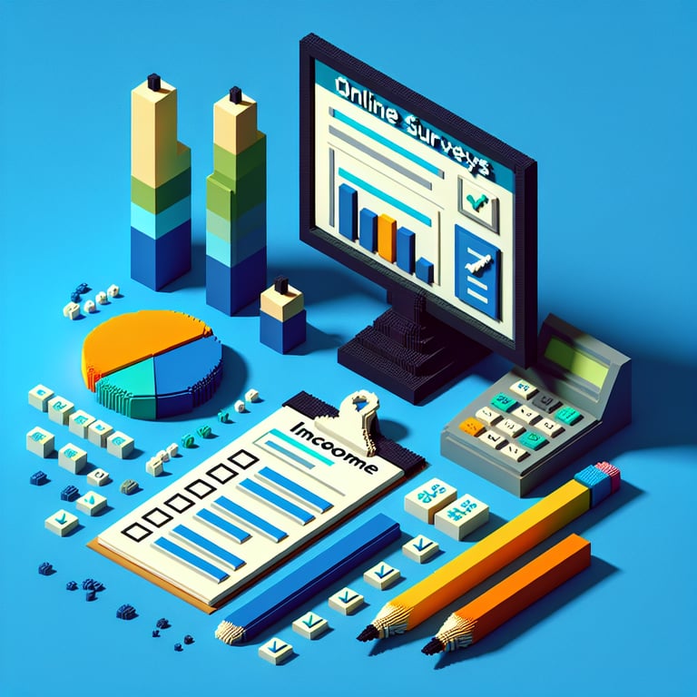 3D voxel sculpture showing financial survey questions in block form