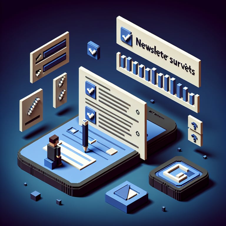 3D voxel illustration of subscriber insights survey
