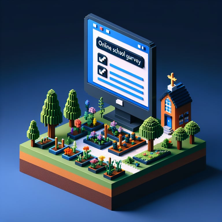 Artistic 3D voxel depicting a garden evaluation poll experience