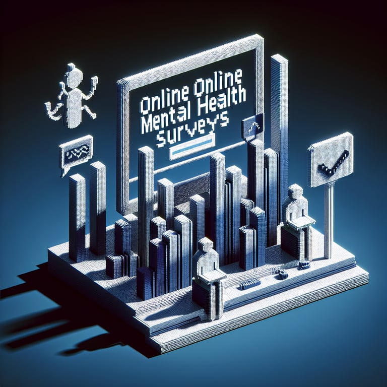 Artistic 3D voxel rendering of a user engaging with a mental health poll