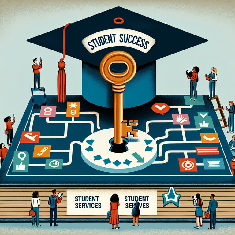 Illustration of key unlocking success, symbolizing Student Services survey questions.