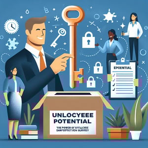 Illustration showing the power of effective Employee Satisfaction Survey survey questions for unlocking potential.