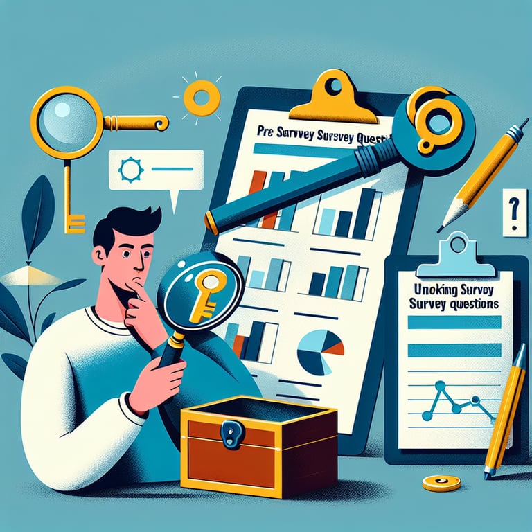 Illustration depicting the mastering of Pre Survey survey questions for unlocking vital insights.