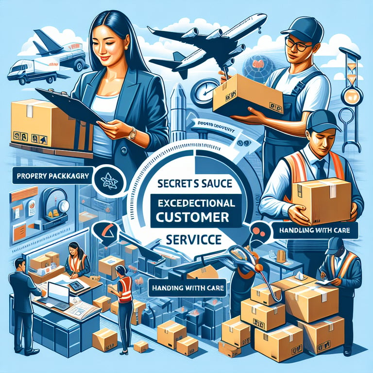 Illustration of key topics in Shipping Service survey questions for exceptional customer service.