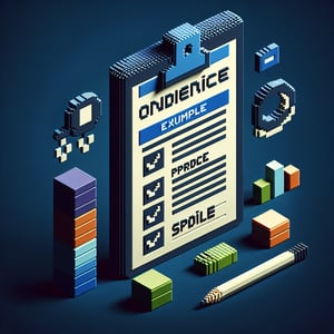 3D voxel art depicting online surveys on a dark blue background, symbolizing product price examples survey questions.