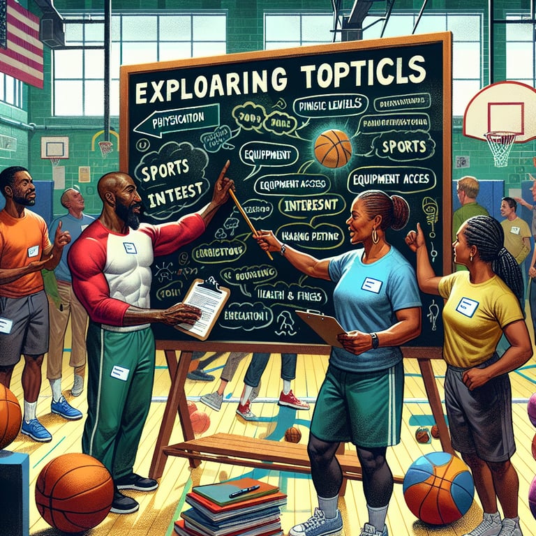 Illustration highlighting relevant topics for creating Physical Education survey questions.