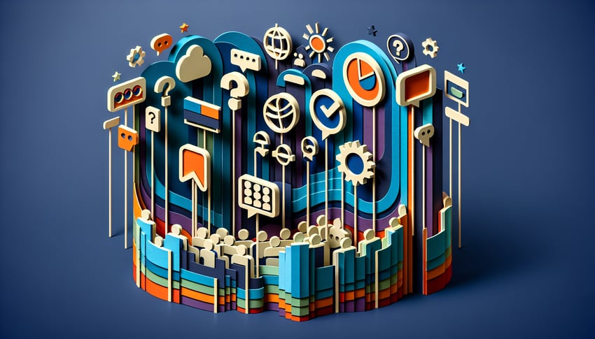 Paper-cut style illustration depicting an anonymous voting poll with ballot boxes and voting slips.