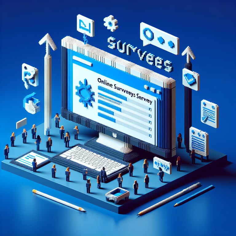 Artistic 3D voxel art of burnout inventory survey