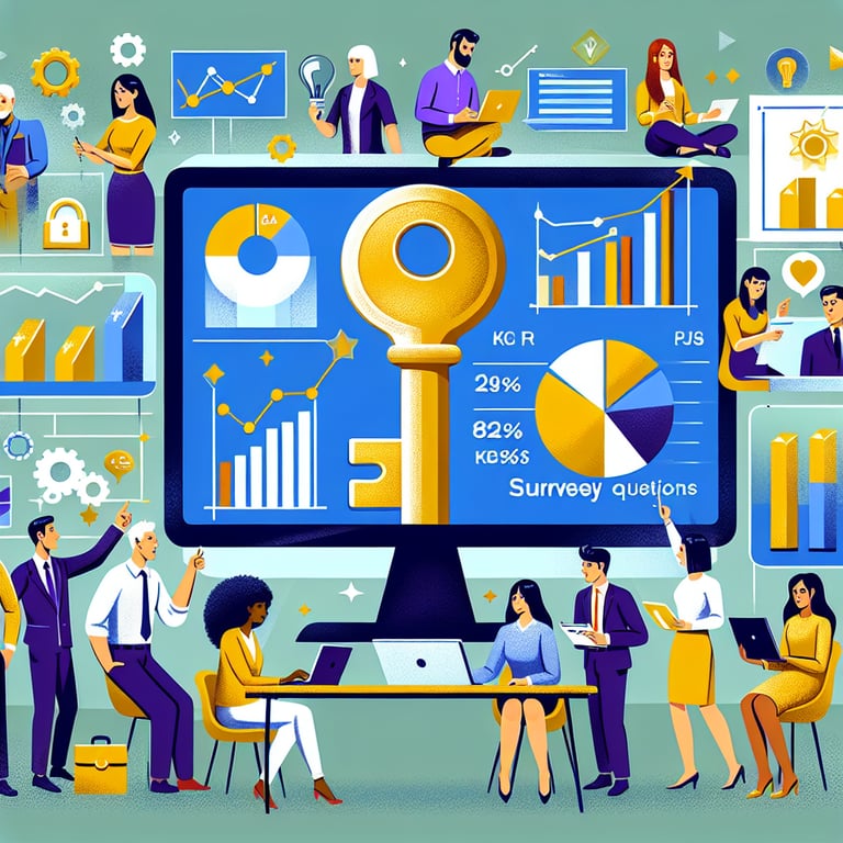 Illustration showcasing strategic Product Market Fit survey questions for unlocking success.