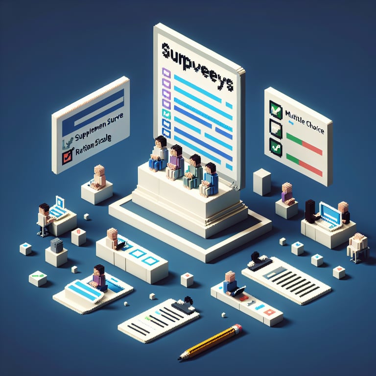 Artistic 3D voxel model representing supplement survey engagement