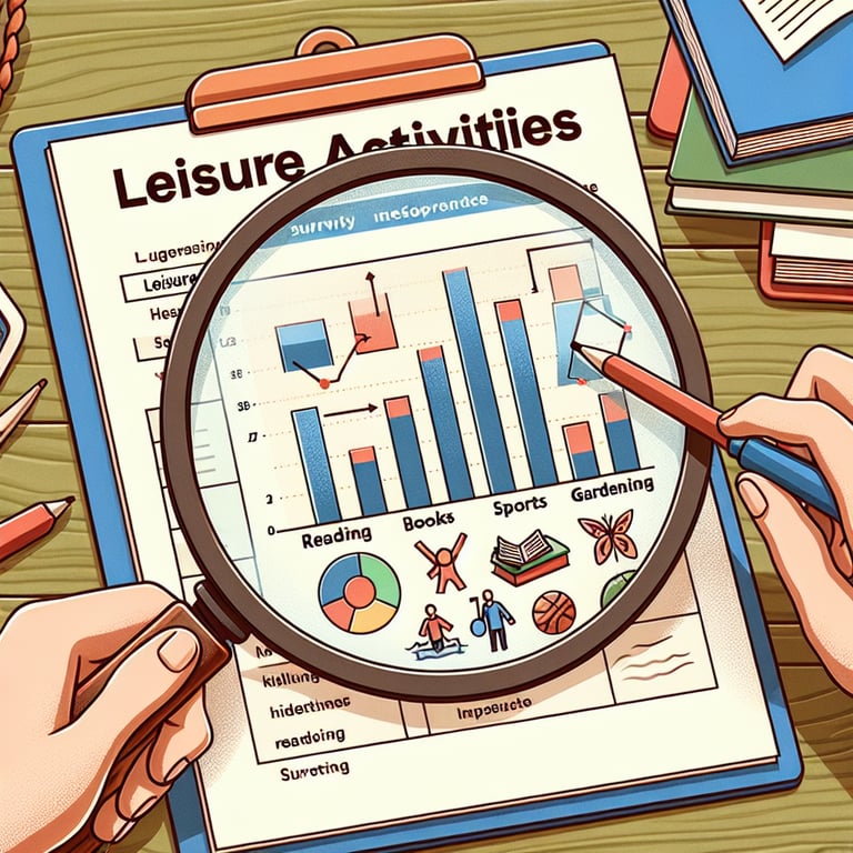 Graphical illustration of Leisure Activities survey questions assessing relevance and impact.