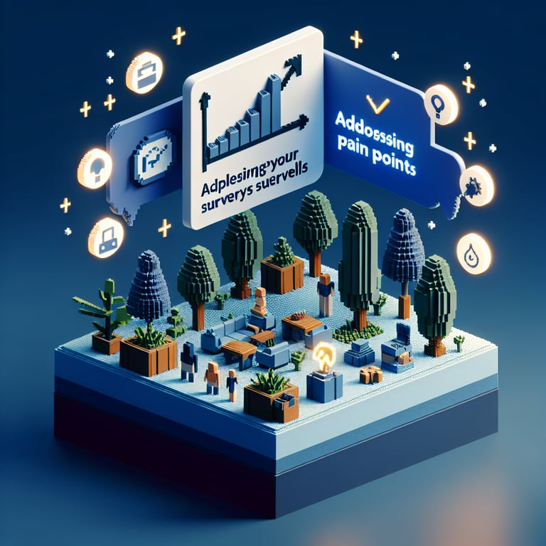 3D voxel art portraying survey feedback and pain point insights