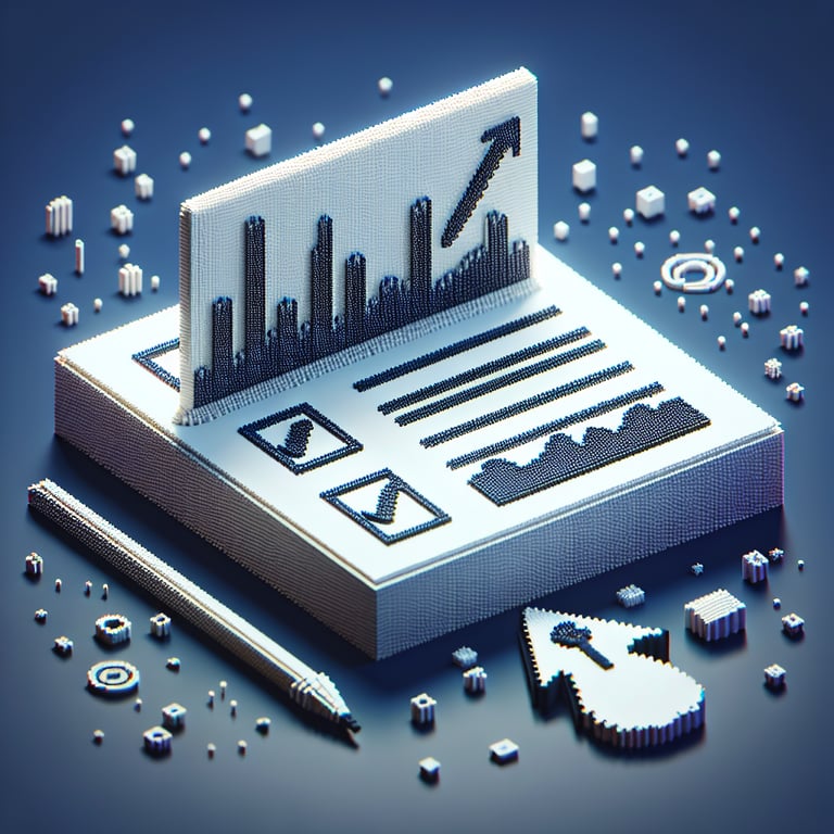 Artistic 3D voxel scene illustrating covid-era questionnaire with floating blocks.