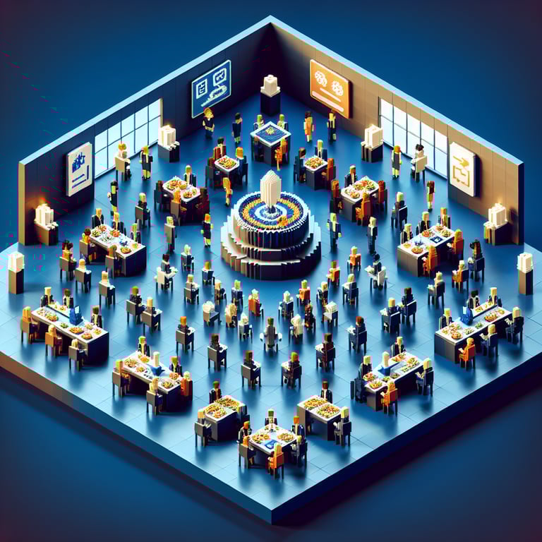 Artistic 3D voxel representation of cafeteria satisfaction poll