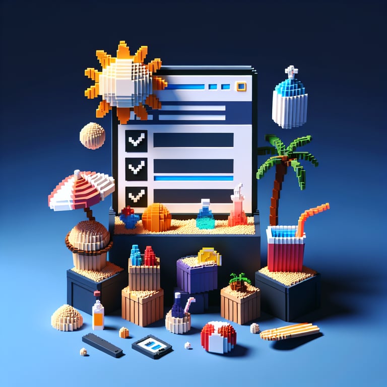 Artistic 3D voxel art of spring break poll fun