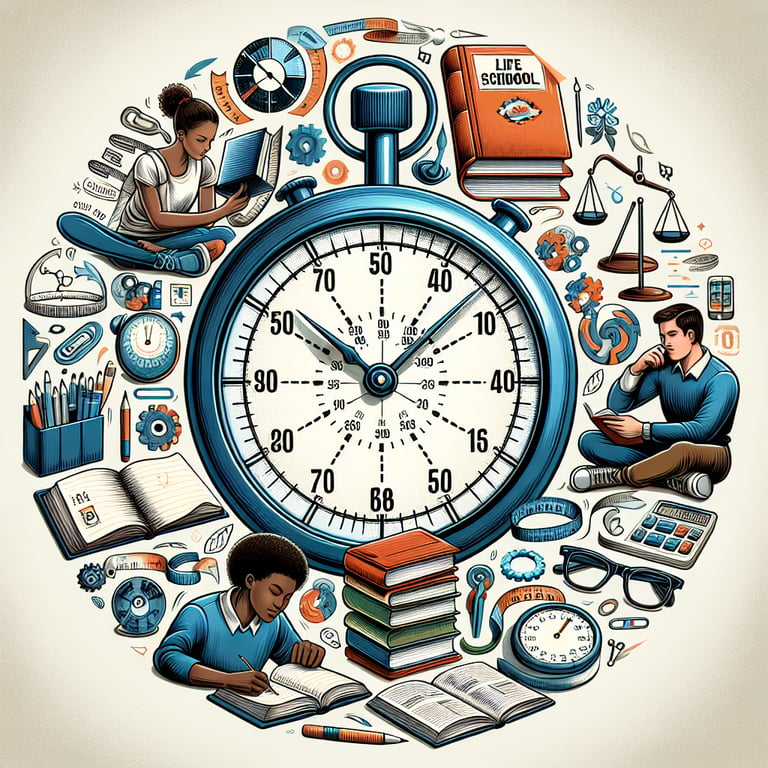 Illustration of key topics for a Time Management for Students survey