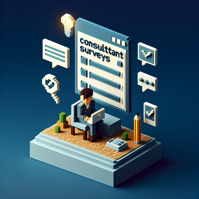 Artistic 3D voxel model of survey analytics for consultants
