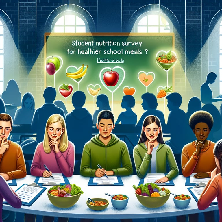 Illustration highlighting the importance of Student Nutrition survey questions for healthier school meals.