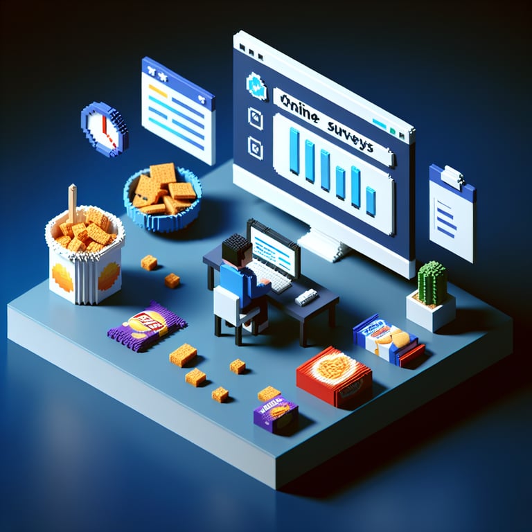 Artistic 3D voxel map of snack survey insights