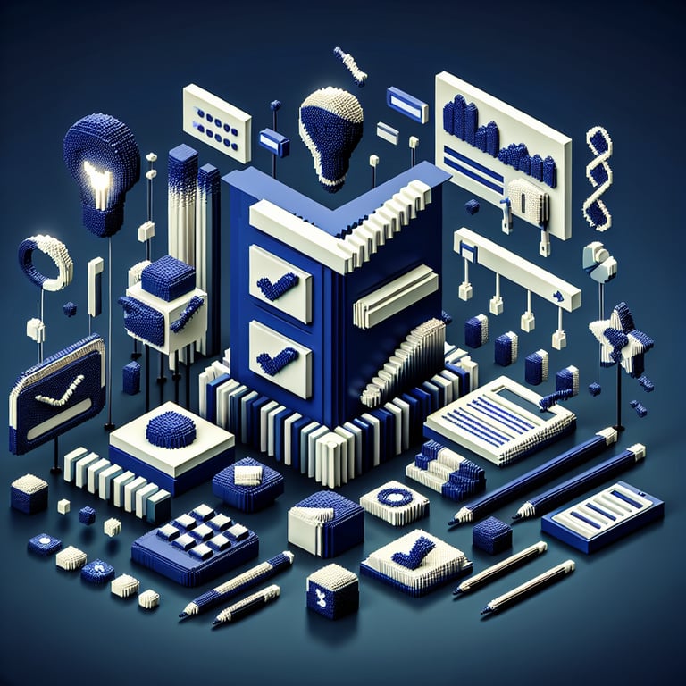 Artistic 3D voxel illustration of survey query insights
