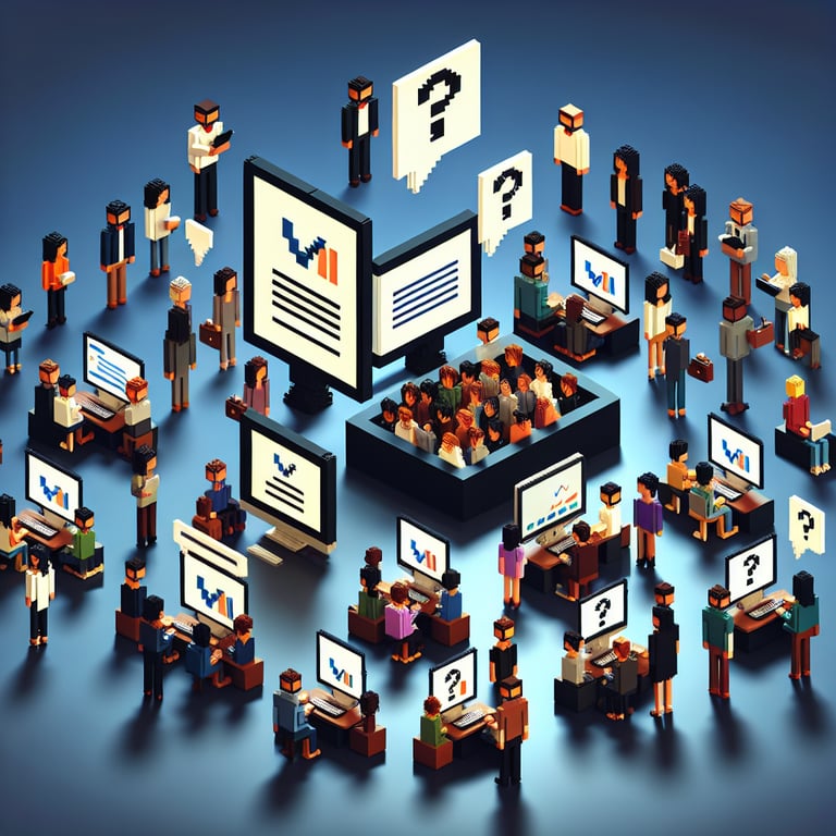 Creative voxel illustration of consumer feedback questionnaire