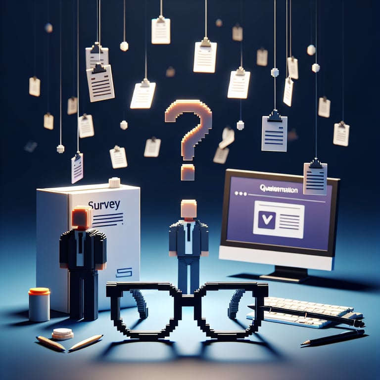 Creative 3D voxel rendition of eyeglass feedback poll