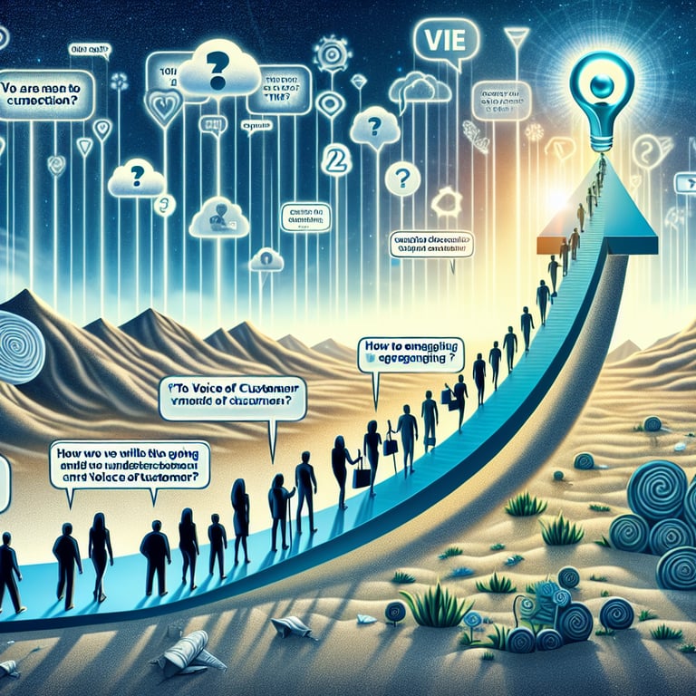 Illustration depicting the evolution of Voice of Customer survey questions for topical relevance.