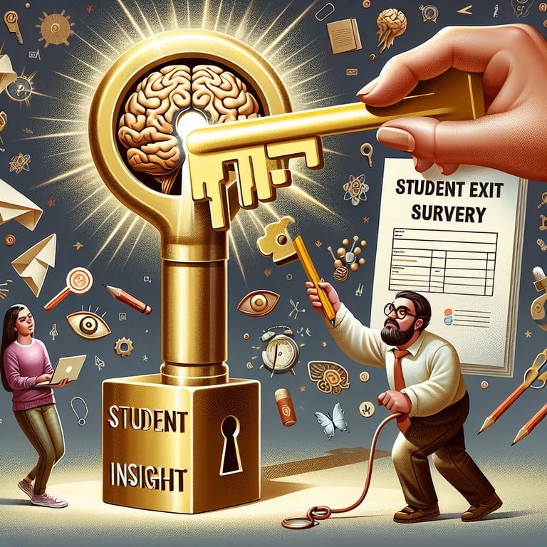 Illustration of crafting perfect Student Exit survey questions to unlock student insights.