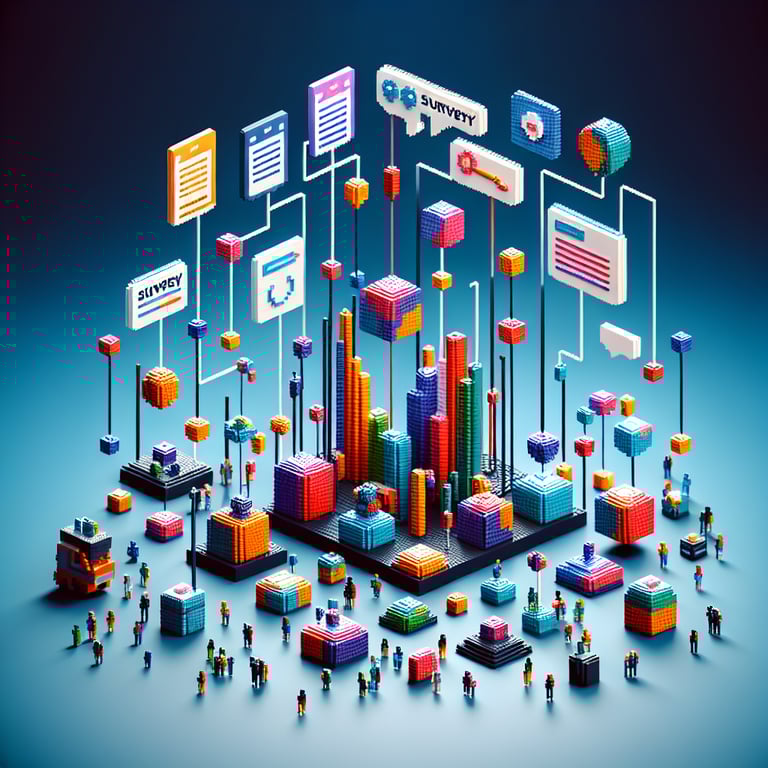 Colorful 3D voxel depicting diverse survey education demographics