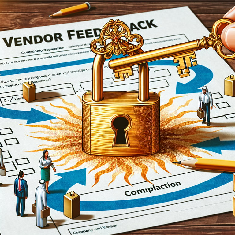 Illustration demonstrating the concept of unlocking the power of Vendor Feedback survey questions.