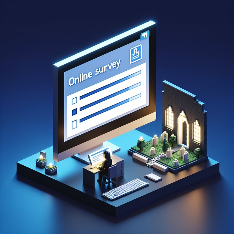Creative 3D voxel rendering of bereavement feedback survey platform