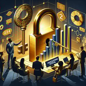 Illustration demonstrating the concept of unlocking business potential through the right B2B survey questions.