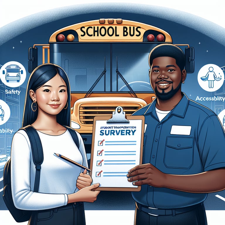 Illustration highlighting key topics for Student Transportation survey questions.