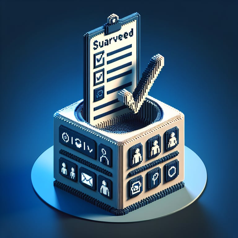Artistic 3D voxel of a sensual questionnaire interface